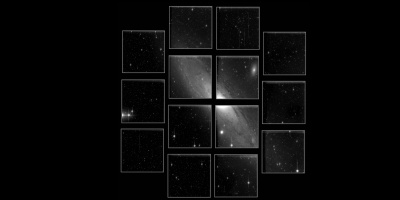 Imagen tomada durante la primera luz técnica de la cámara JPCam instalada en el JST250 del Observatorio Astrofísico de Javalambre. En ella se observa la Galaxia de Andrómeda (M31) situada a 2,5 millones de años luz de distancia, y que tiene un diámetro angular en el cielo equivalente a siete lunas llenas, siendo el objeto extragaláctico más extenso que puede verse en el hemisferio norte. Crédito: Centro de Estudios de Física del Cosmos de Aragón (CEFCA).